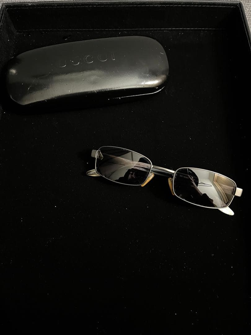 GUCCI スクエアサングラス　度なし　ケース付き　archive ours