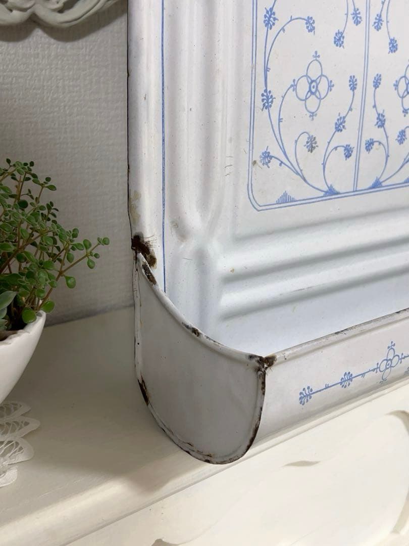 フランスアンティーク＊サキソニー柄ホーローレードルラック