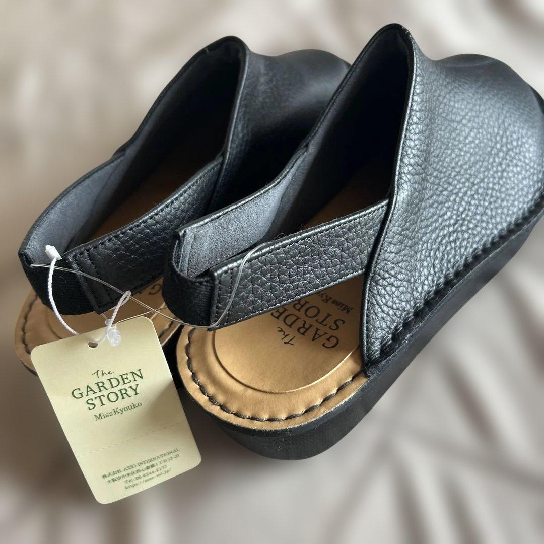 The Garden Story 本革ブラック サボサンダル L 新品タグ付き