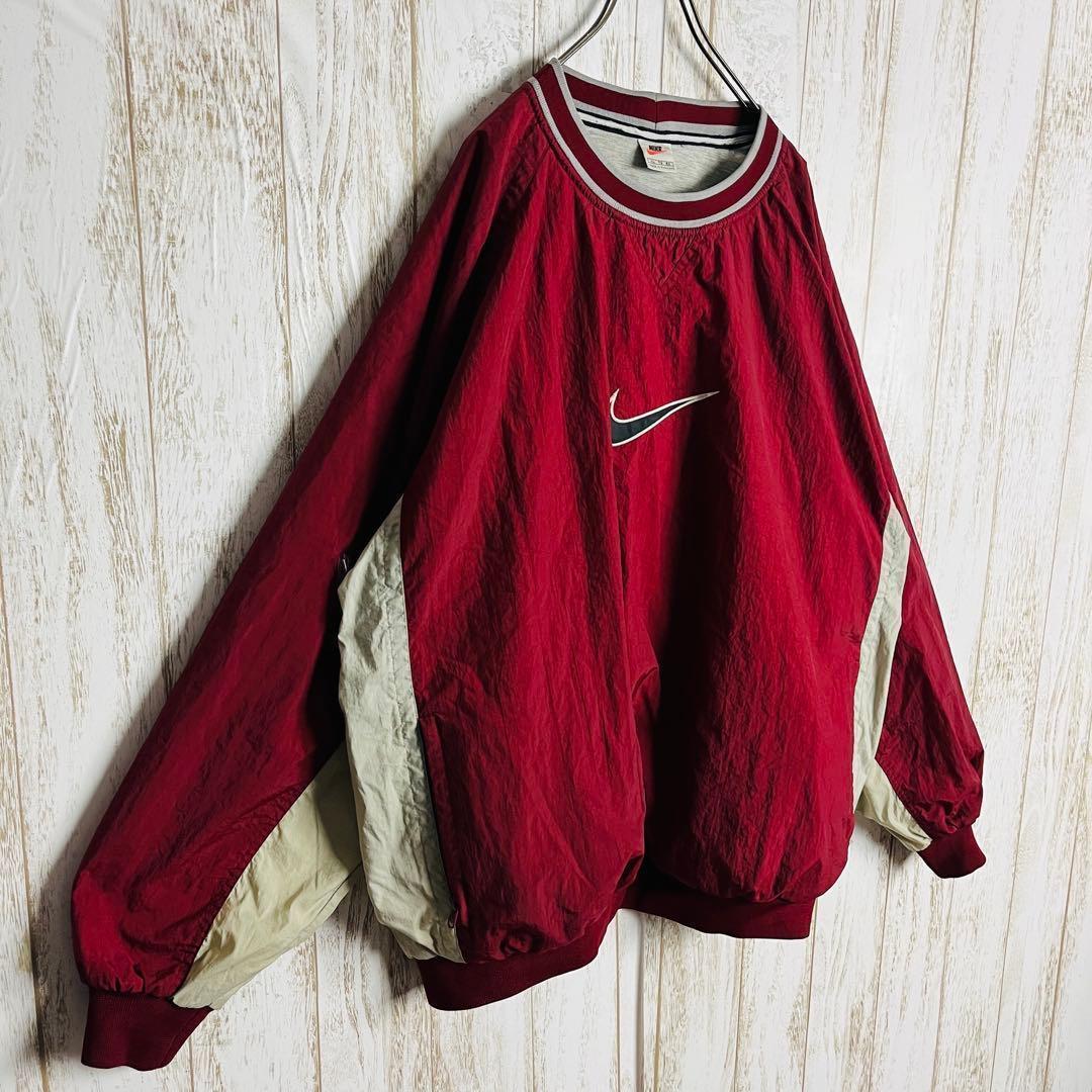 【希少デザイン】ナイキ☆刺繍センタースウッシュロゴスウェット 銀タグ ゆるだぼ