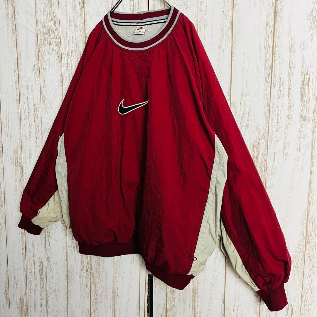 【希少デザイン】ナイキ☆刺繍センタースウッシュロゴスウェット 銀タグ ゆるだぼ