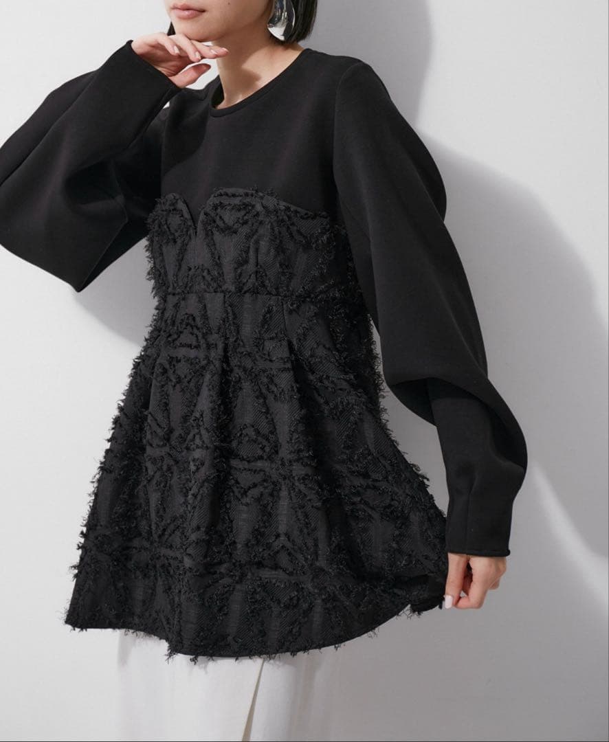 アダムエロペ・オケージョン・洗える・ジャカードビスチェコンビプルオーバー