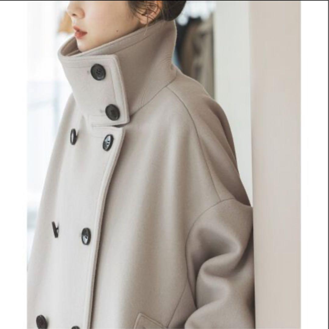 NOBLE スタンドカラーオーバーコート　ベージュ