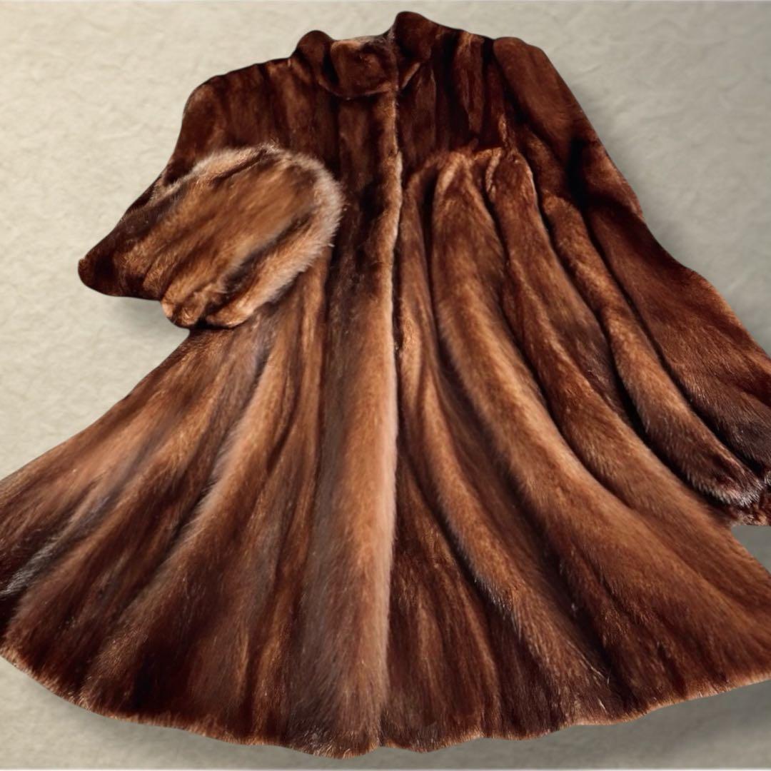 毛並み◎ EMBA ダークミンク オーバーサイズ セミロングコート 13号