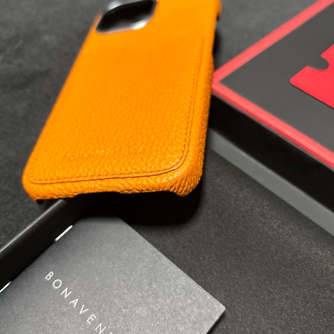 【新品化粧箱付】BONAVENTURA オレンジレザー iPhone15用ケース