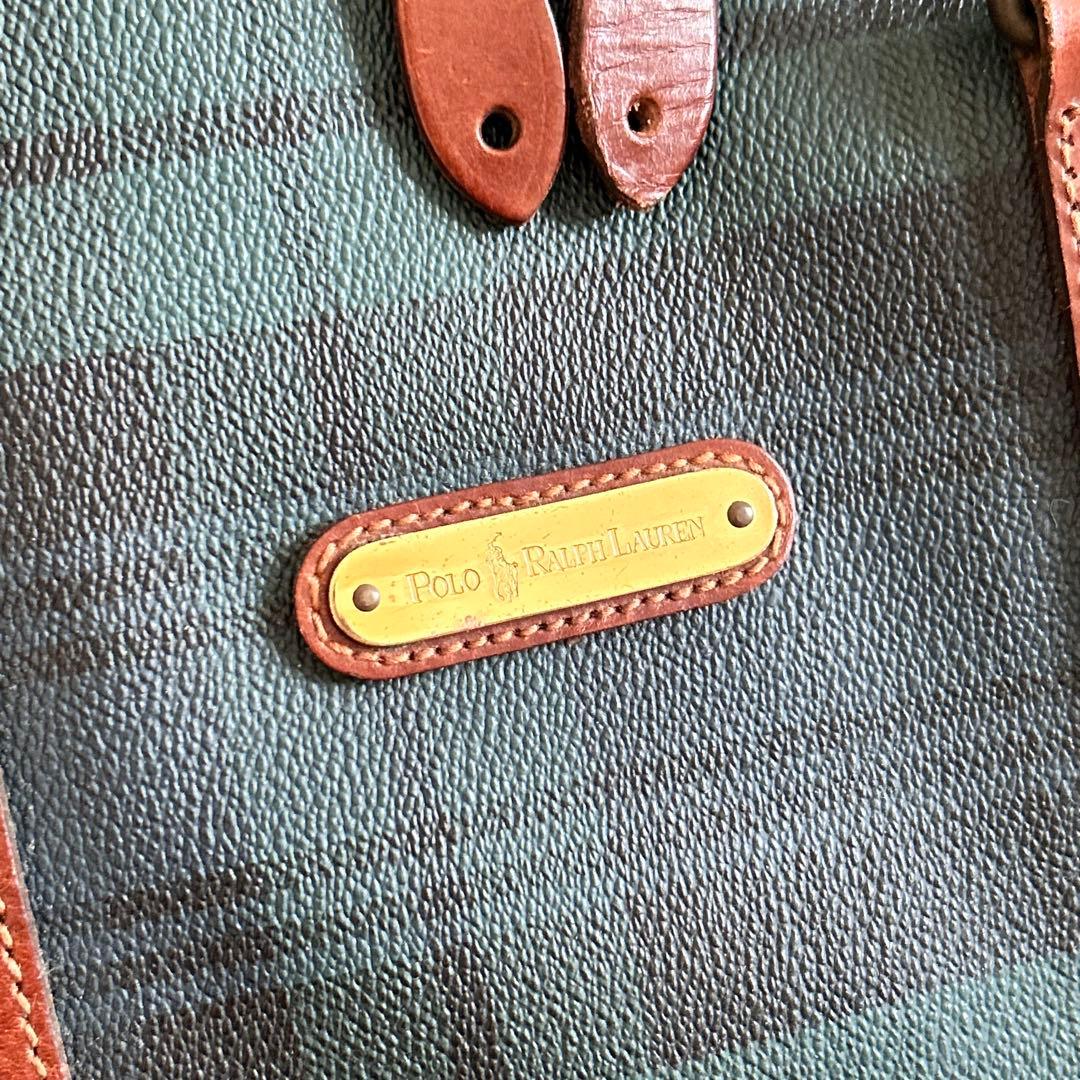 ポロラルフローレン ボストンバッグ 2way グリーンチェック　PVC 大容量