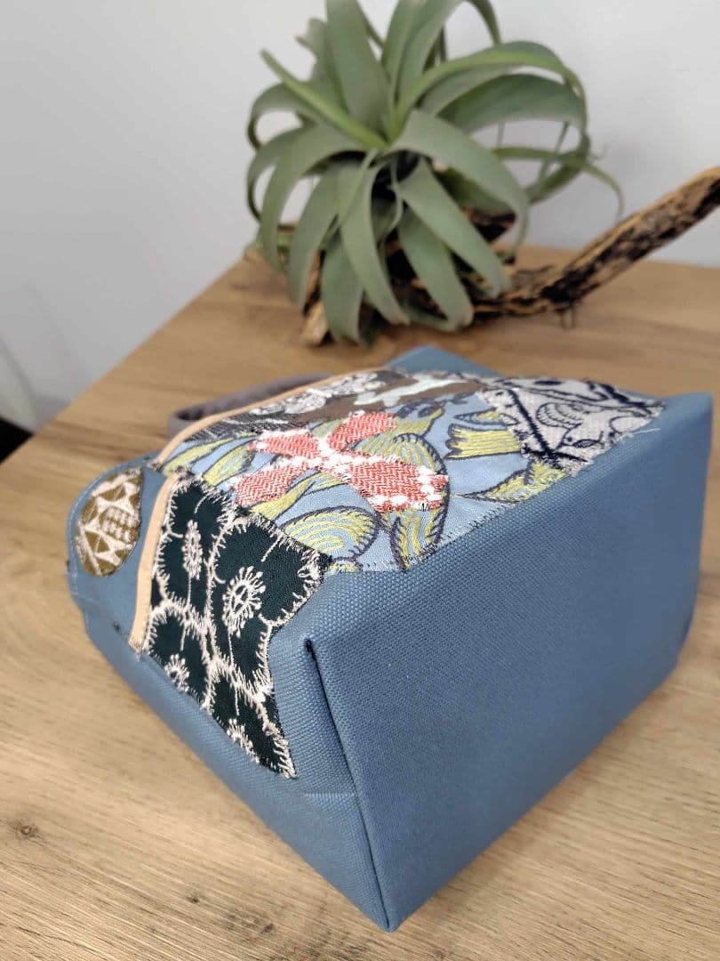 ミナペルホネン /タンバリンクロスカケラパッチ/しきりトートSサイズ/ブルー