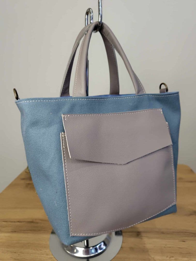 ミナペルホネン /タンバリンクロスカケラパッチ/しきりトートSサイズ/ブルー