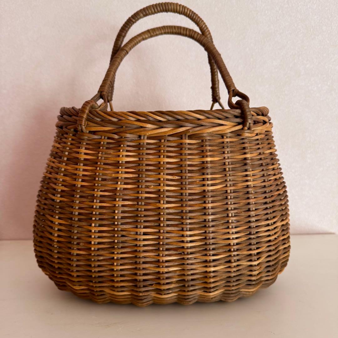 【アケビ製】丸型かごバッグ ブラウン