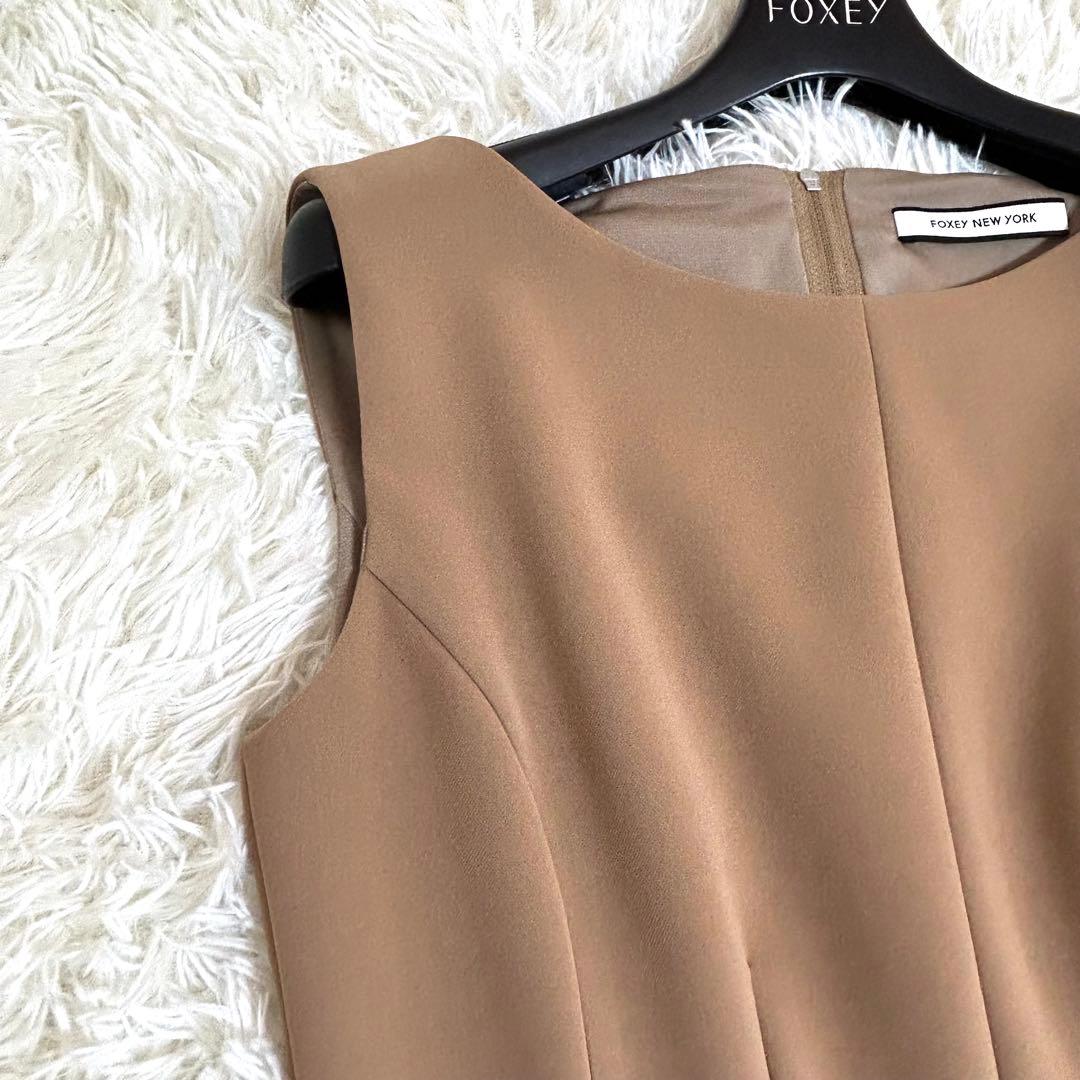 極美品✨フォクシー ロゴファスナー スリムタック フレア ワンピース 40