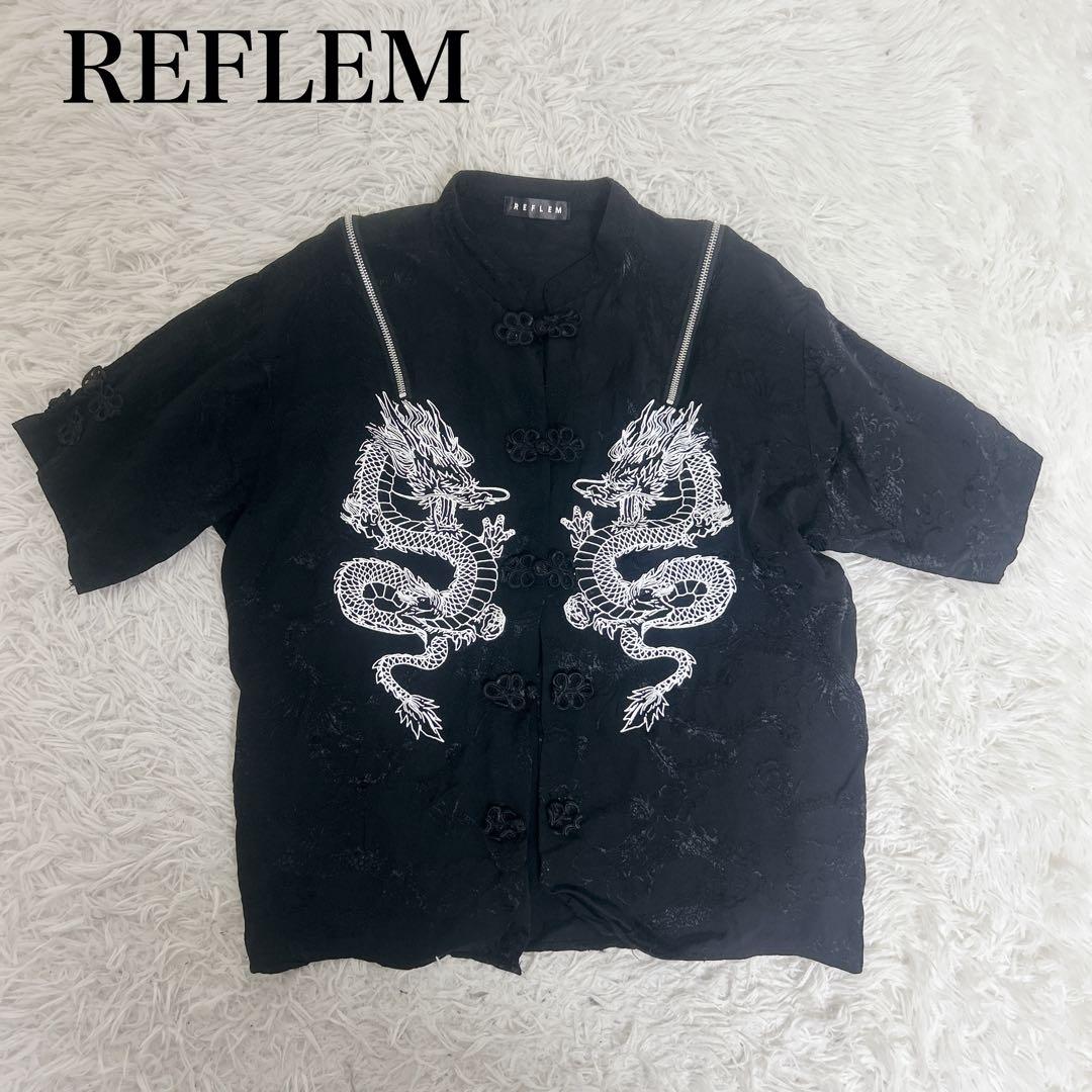 ♡美品♡ REFLEM ショルダー　ZIP 総柄　チャイナ　シャツ レフレム