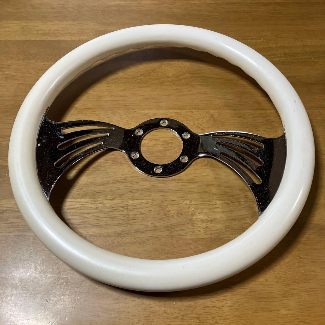 ホワイト ステアリングホイール 6穴