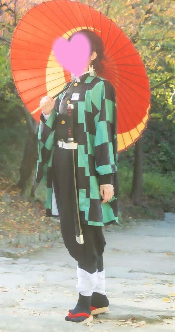 竈門炭治郎フルセット草履付き、女性用M（一部難あり）