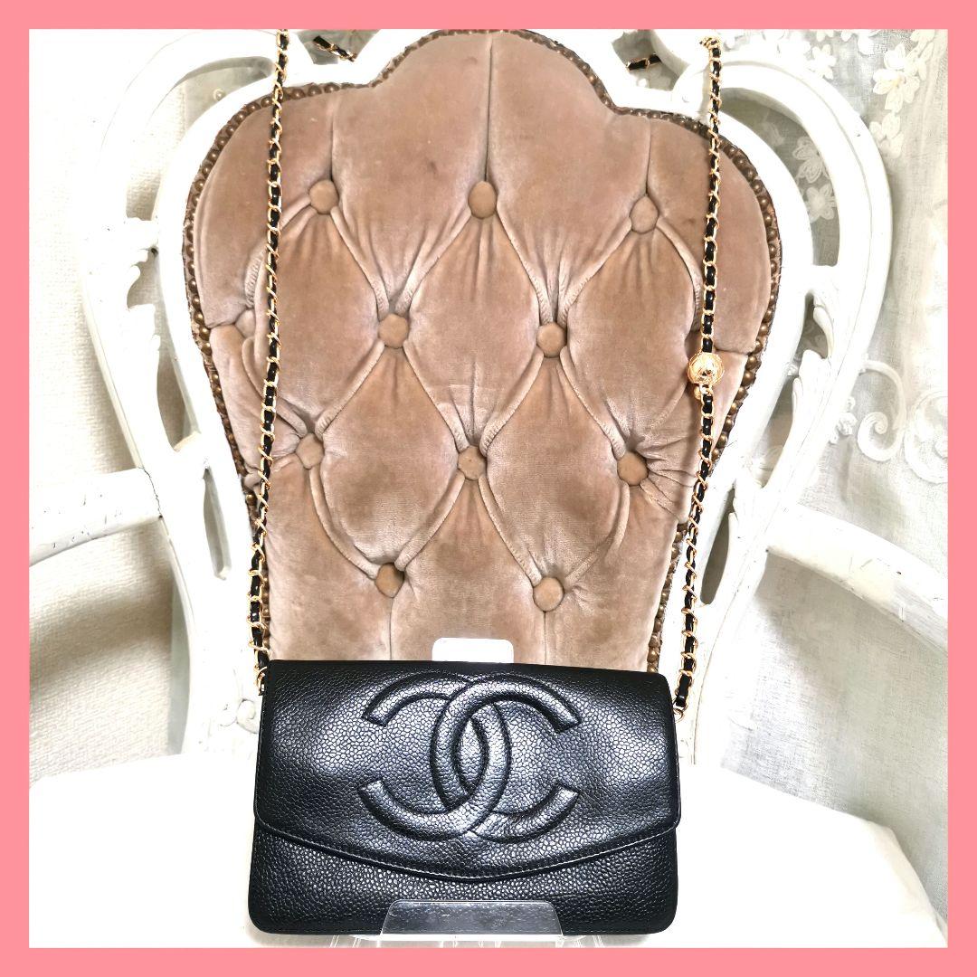 専用!シャネルCHANELキャビアスキン大ココマーク長財布 新品ショルダー