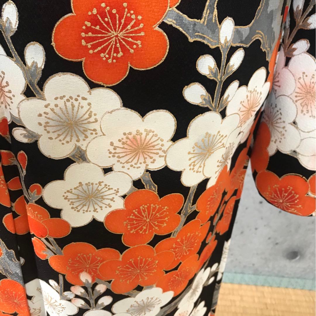【二尺袖】正絹　アンティーク振袖　梅柄