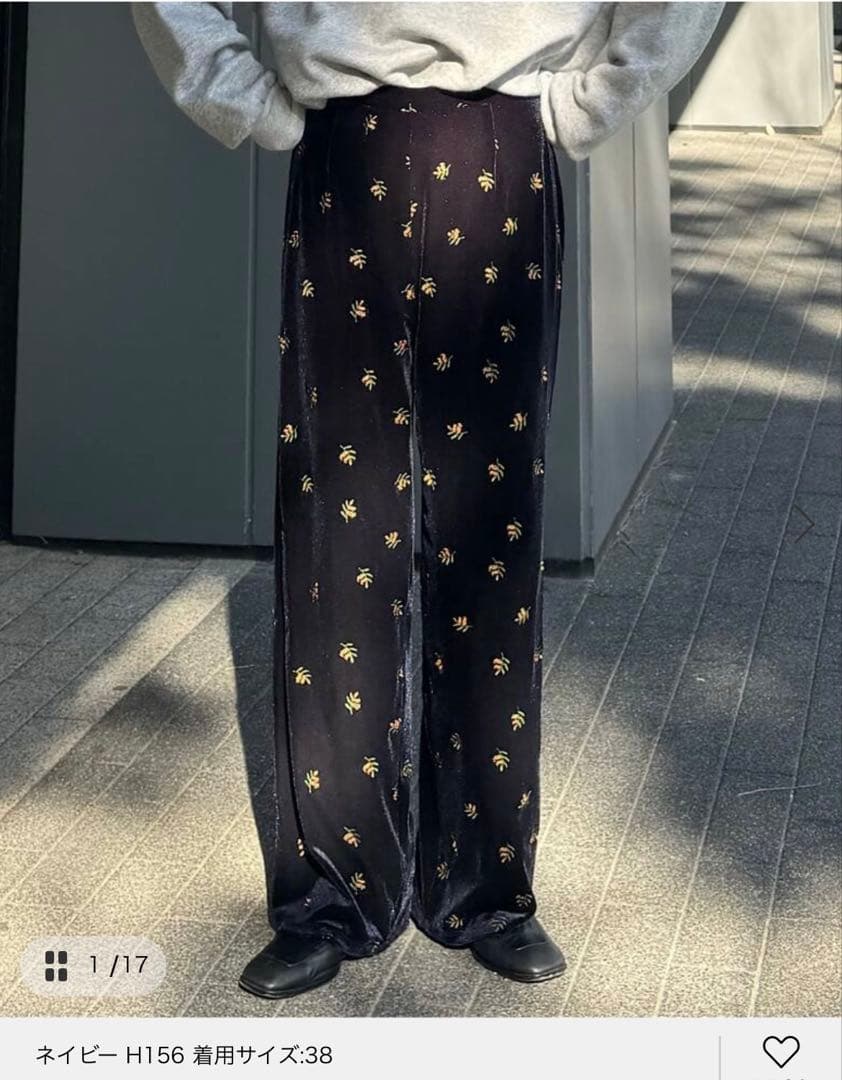 OUTDOOR PRODUCTS 刺繍ベロアフレアパンツ 38サイズ