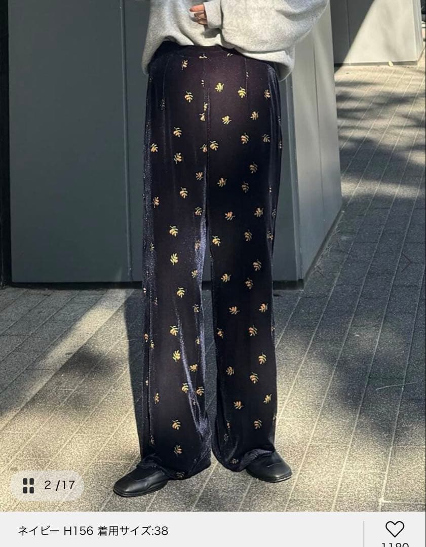 OUTDOOR PRODUCTS 刺繍ベロアフレアパンツ 38サイズ