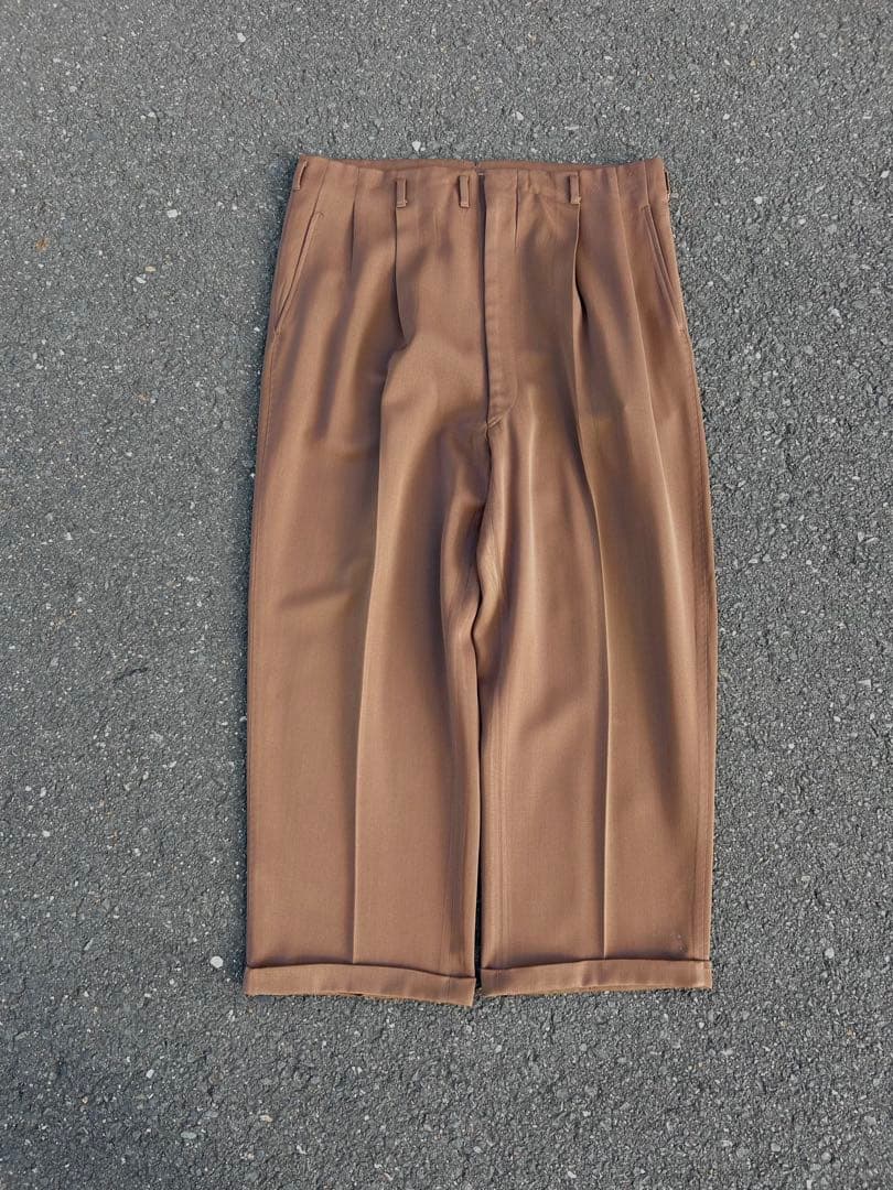 【50s】レーヨンギャバ スラックス ハンドステッチ ブラウン
