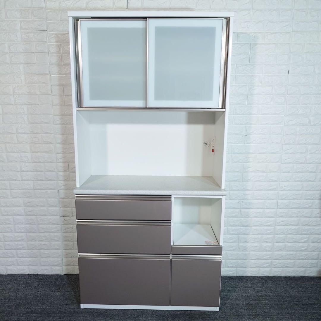 ニトリ キッチンボード アルミナ2 幅100cm カップボード 食器棚 I065