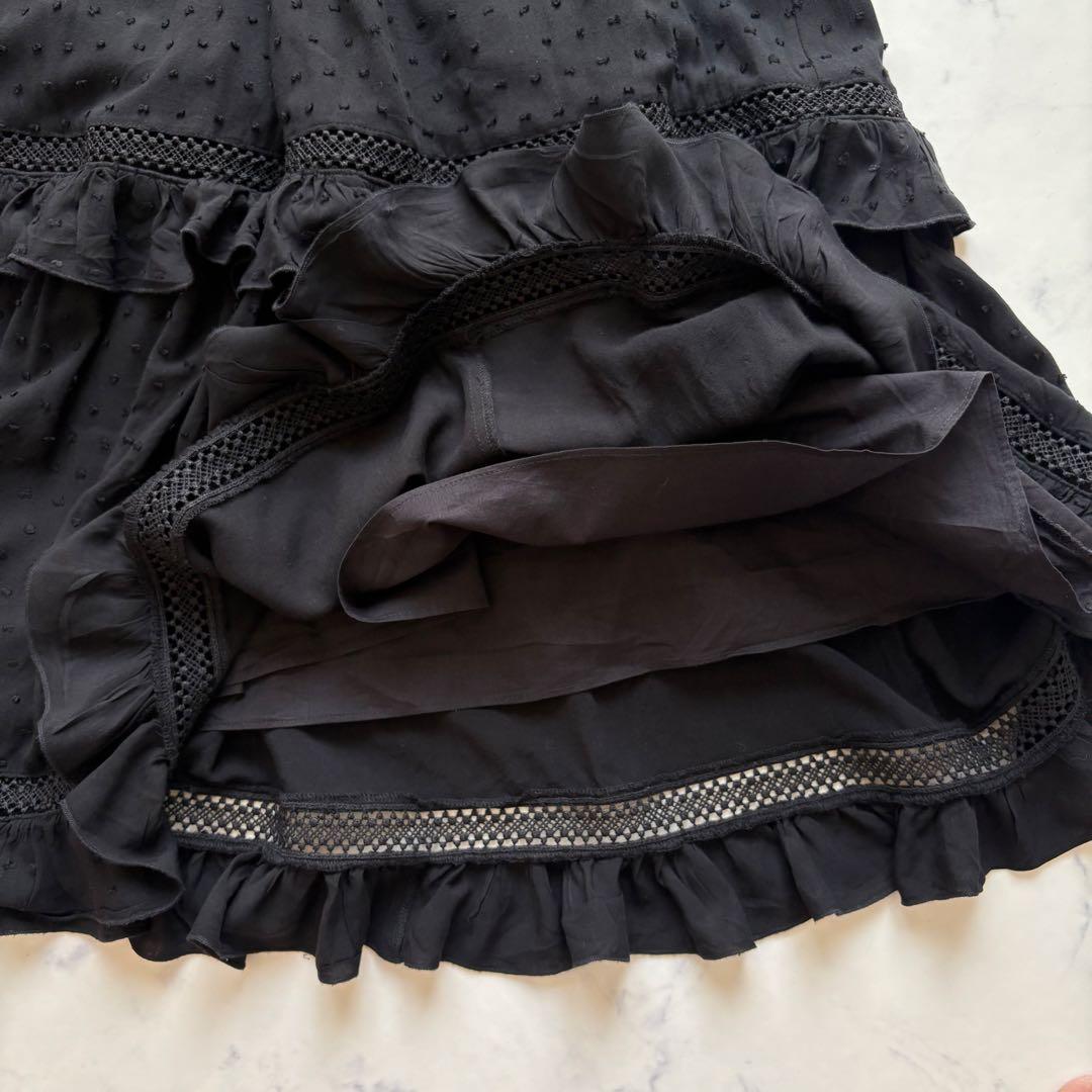 美品 ケイトスペード ロングワンピース 刺繍 フリル　ティアードロング丈 X S