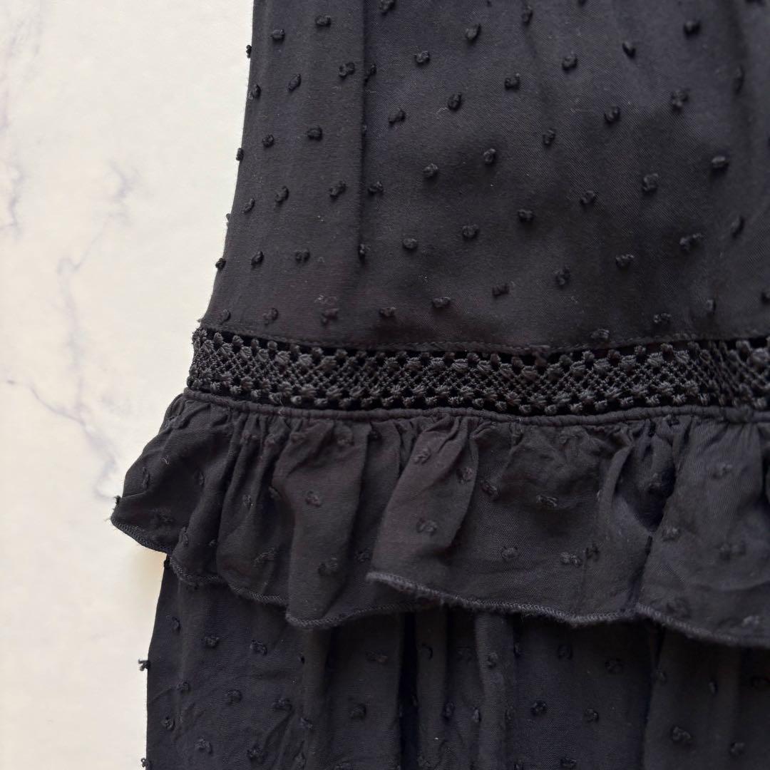 美品 ケイトスペード ロングワンピース 刺繍 フリル　ティアードロング丈 X S