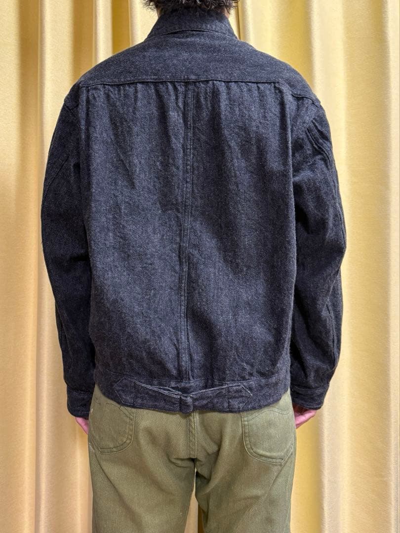 COMOLI ブラックデニムジャケット　1stタイプ　サイズ1 着画あり