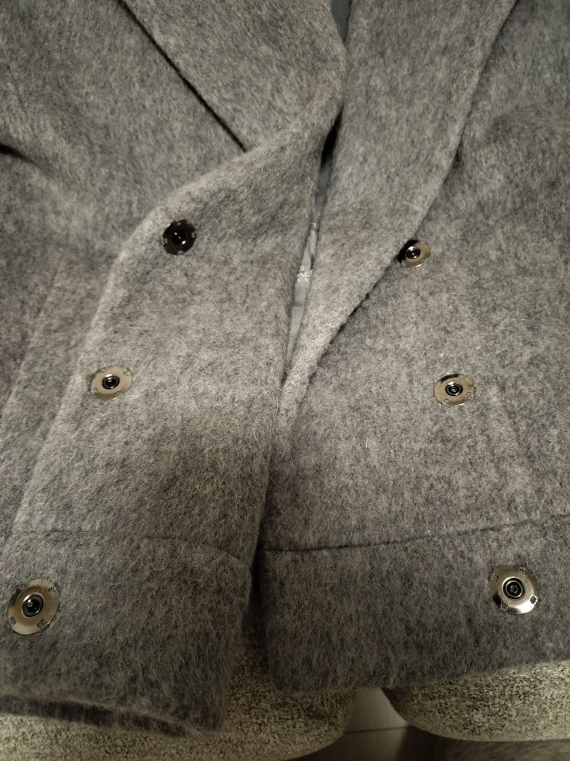 モラビト　シャギーショートコート　ライトグレー　上品エレガント　M