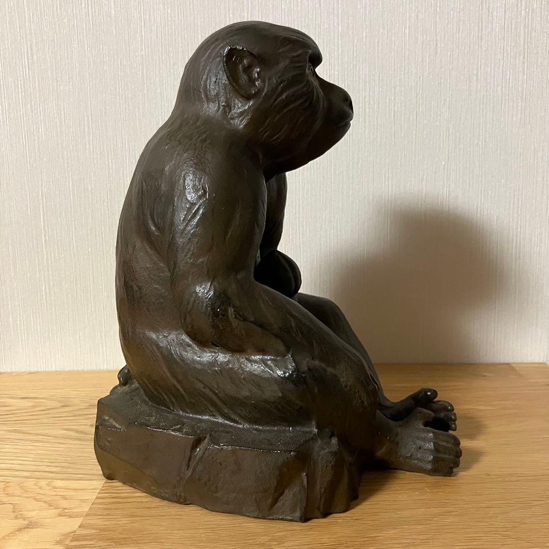 ※交渉中　高岡銅器　日展作家　環水造　猿　置物　オブジェ　➕　備前焼　銘々皿5枚