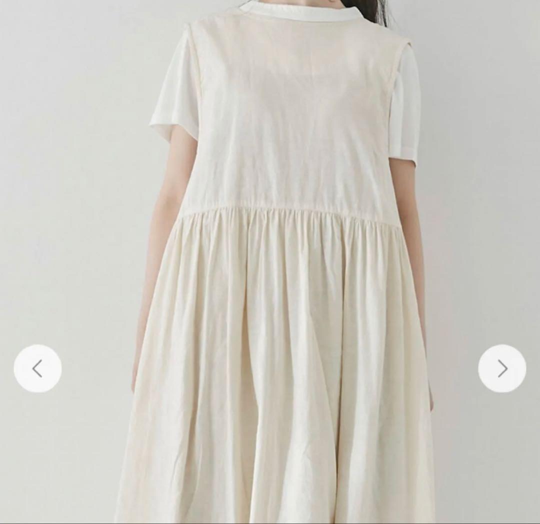 ネストローブ新品天然染め レイヤードギャザー2wayワンピース