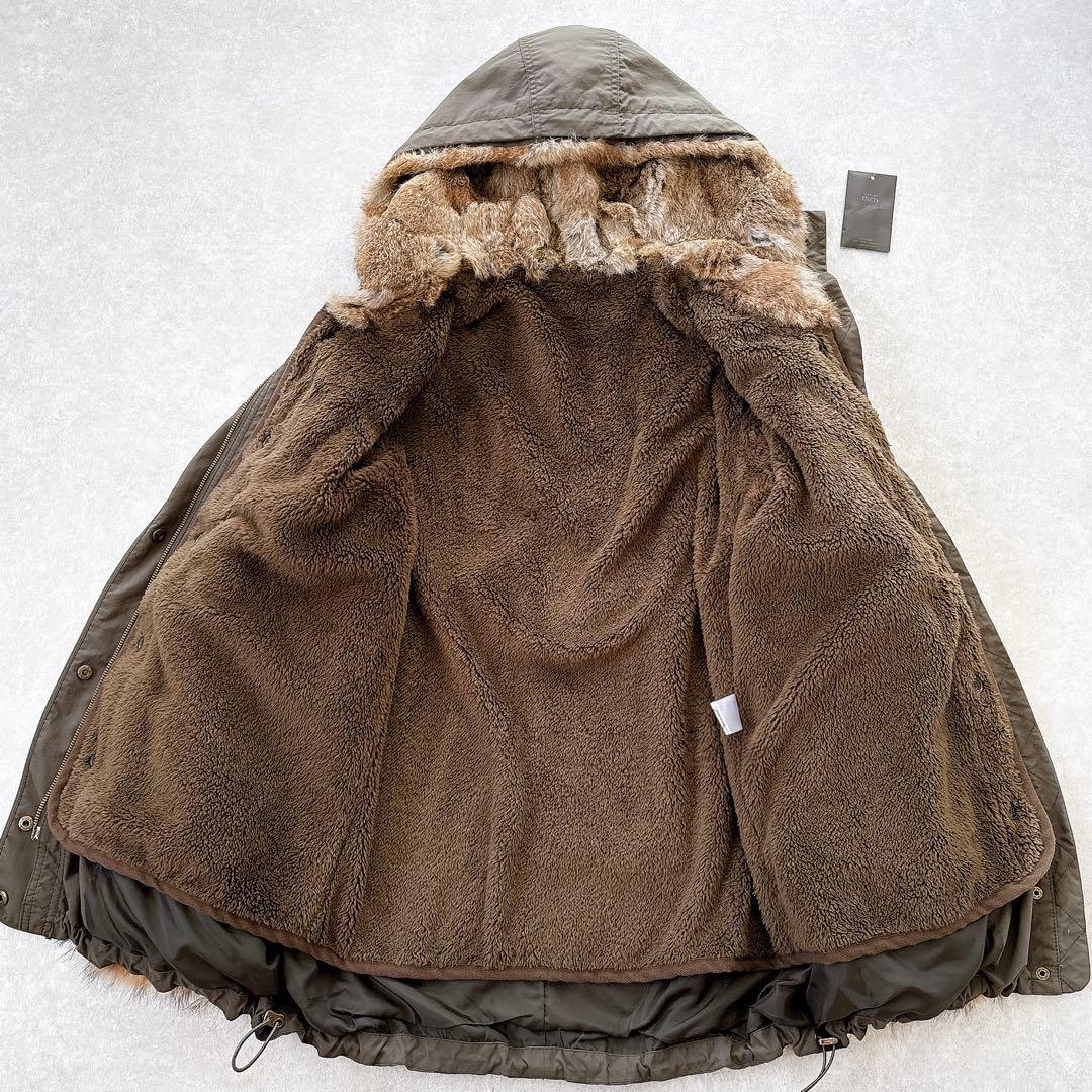 美品 イネド ラビットファー ラクーンファー ボアライナー付 モッズコート