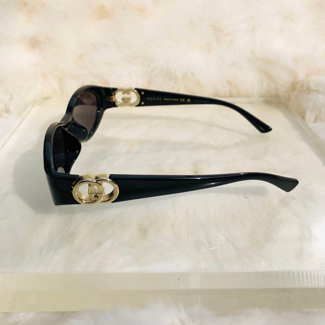 GUCCI ブラック オーバルサングラス GG柄 ゴールド 男女兼用　早い者勝ち