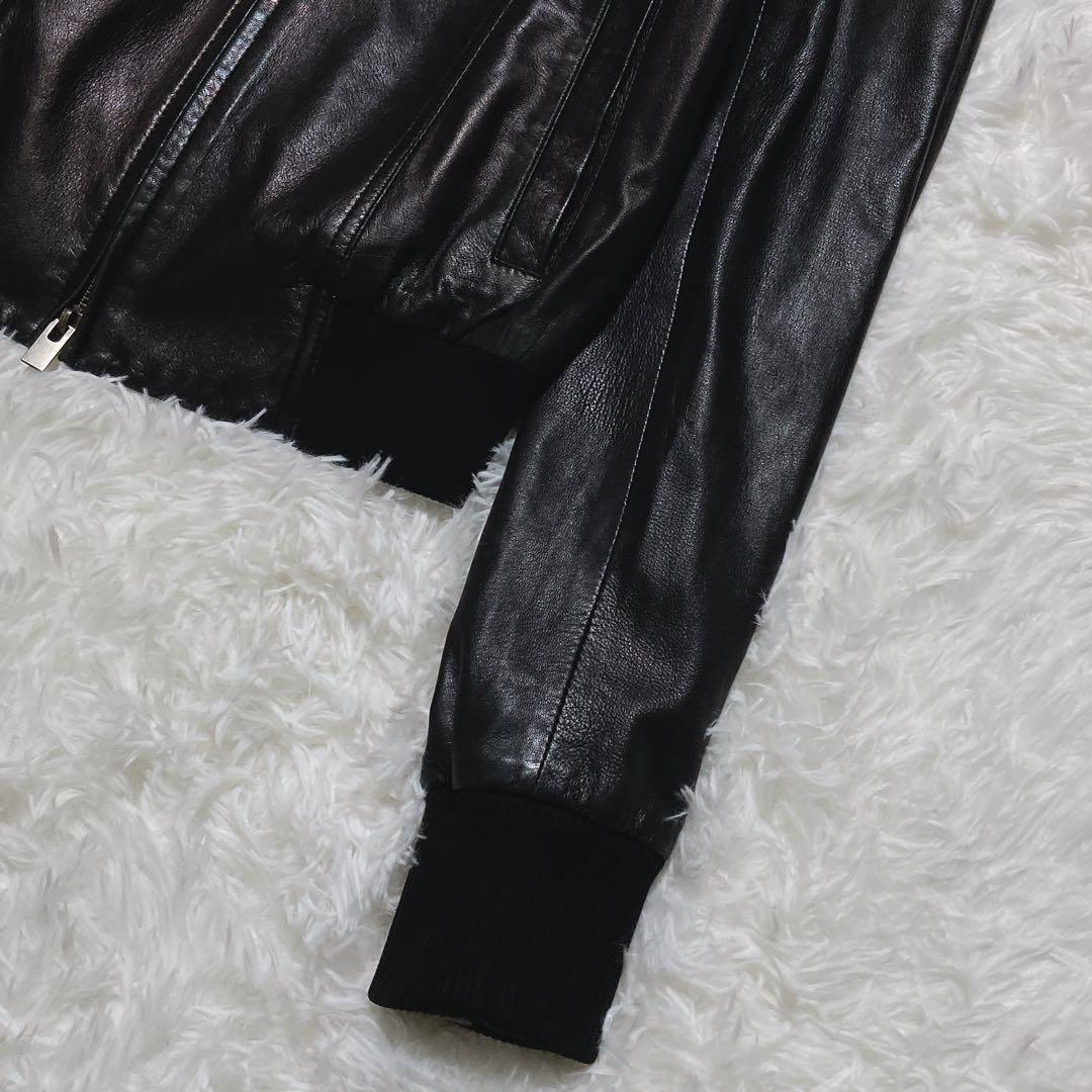 美品⭐️セオリー　シングルライダースジャケット　ダブルジップ　ラムレザー　黒
