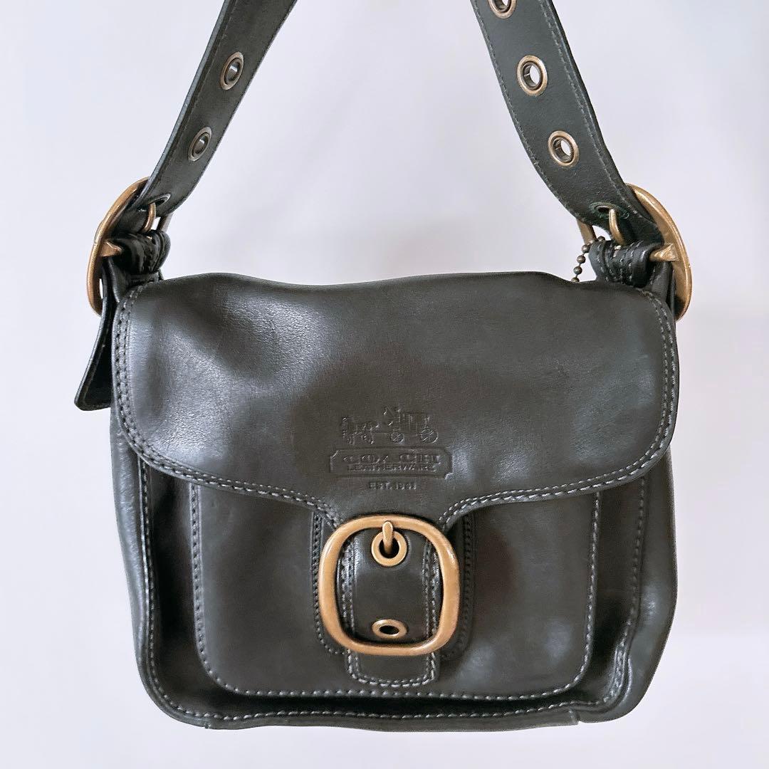 【希少品】COACH 黒 レザー バッグ 定価5万 オールドコーチ レア レトロ