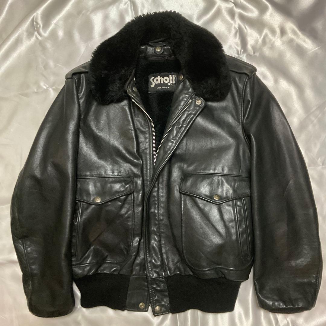 Schott 184SM ブラック ミリタリージャケット 42