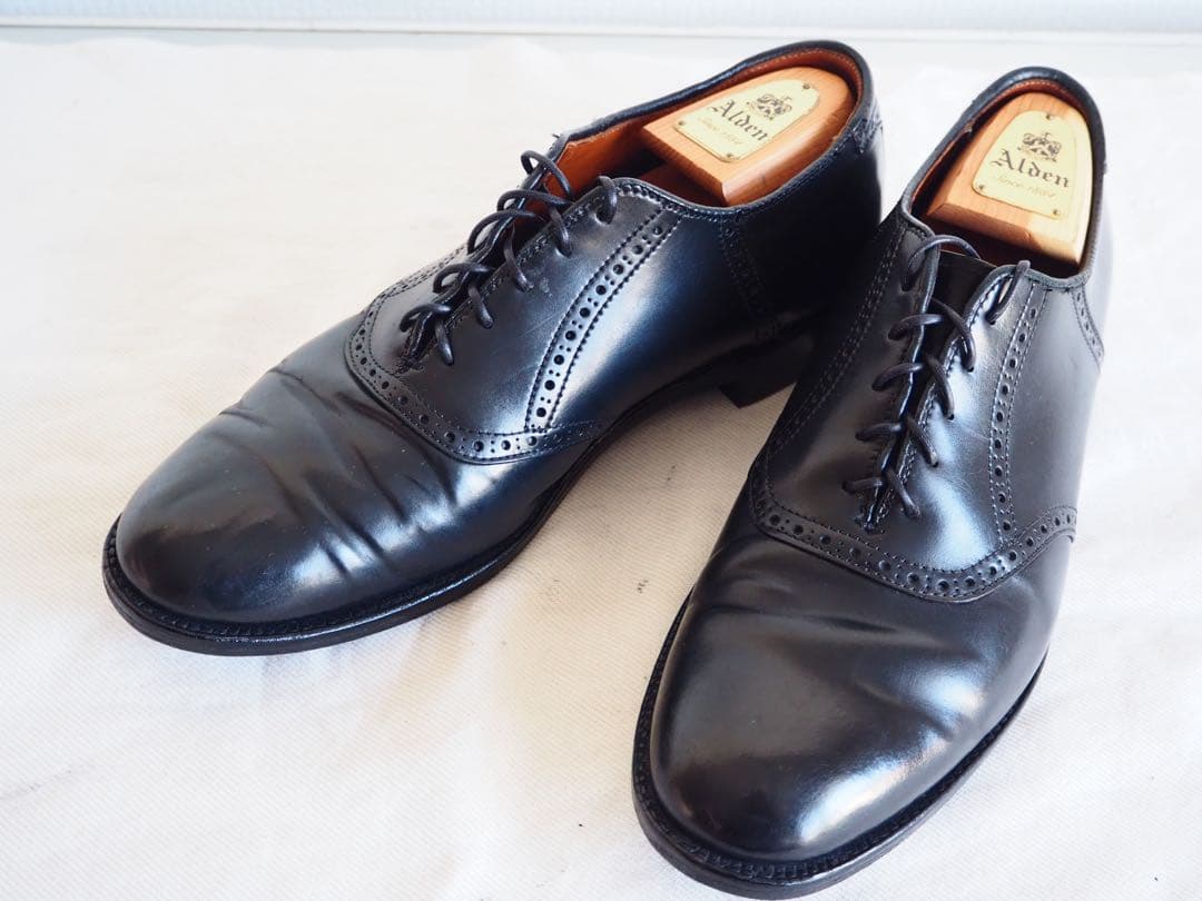 靴 Alden 993 Black Cordovan Saddle Shoes
