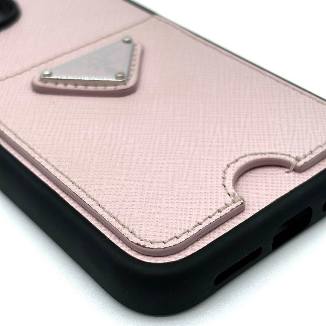 【正規品・美品】プラダ iPhone15ProMax ケース 三角ロゴ ピンク
