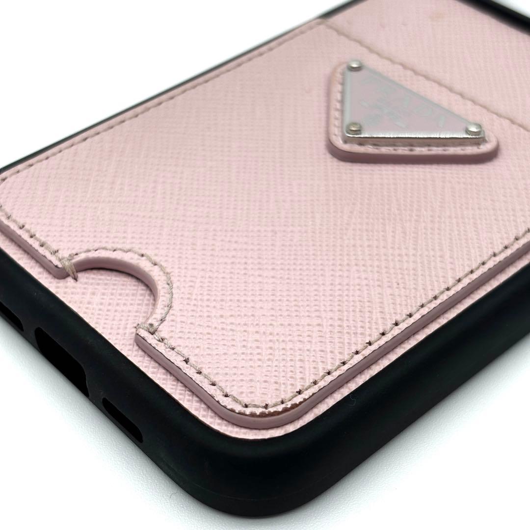 【正規品・美品】プラダ iPhone15ProMax ケース 三角ロゴ ピンク