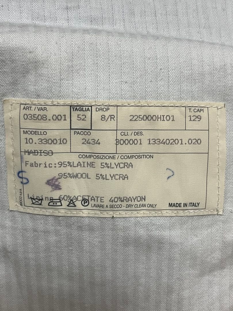 HERMES☆ストレッチウールストライプパンツネイビー52used美品