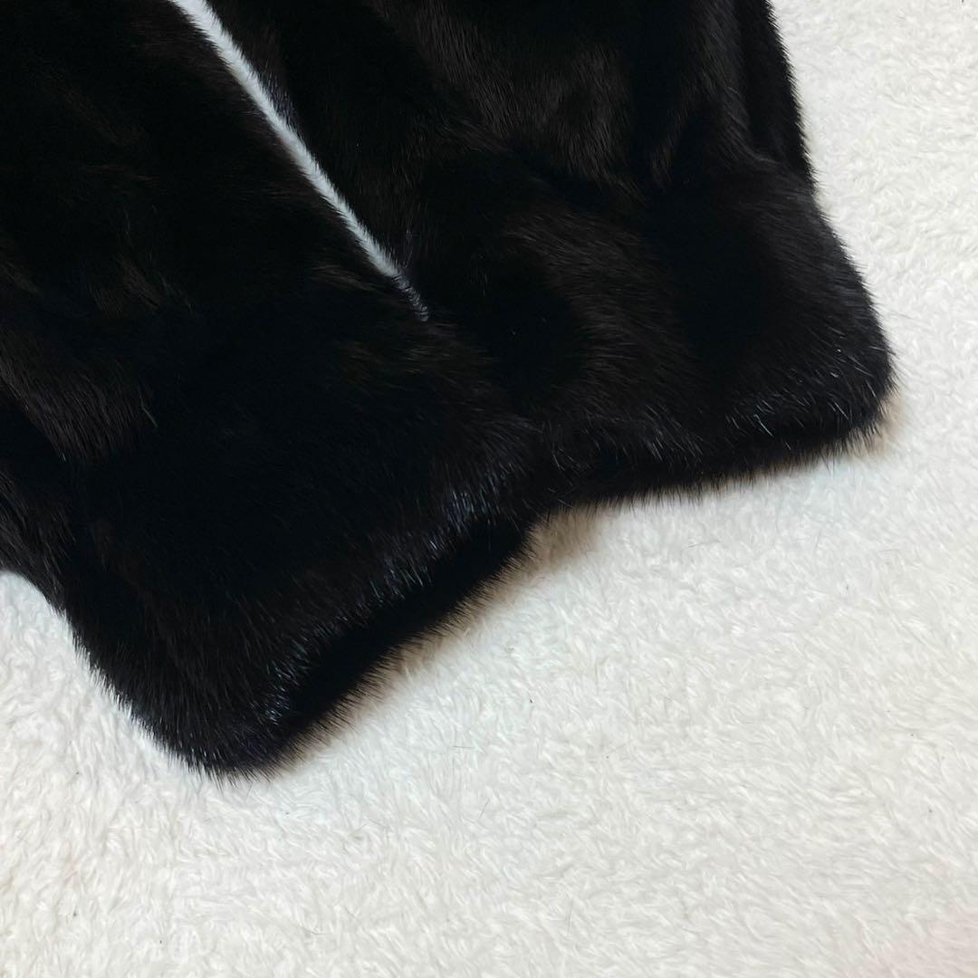 艶感◎ブラックミンク 本毛皮 ファーコート XXL相当 リアルファー