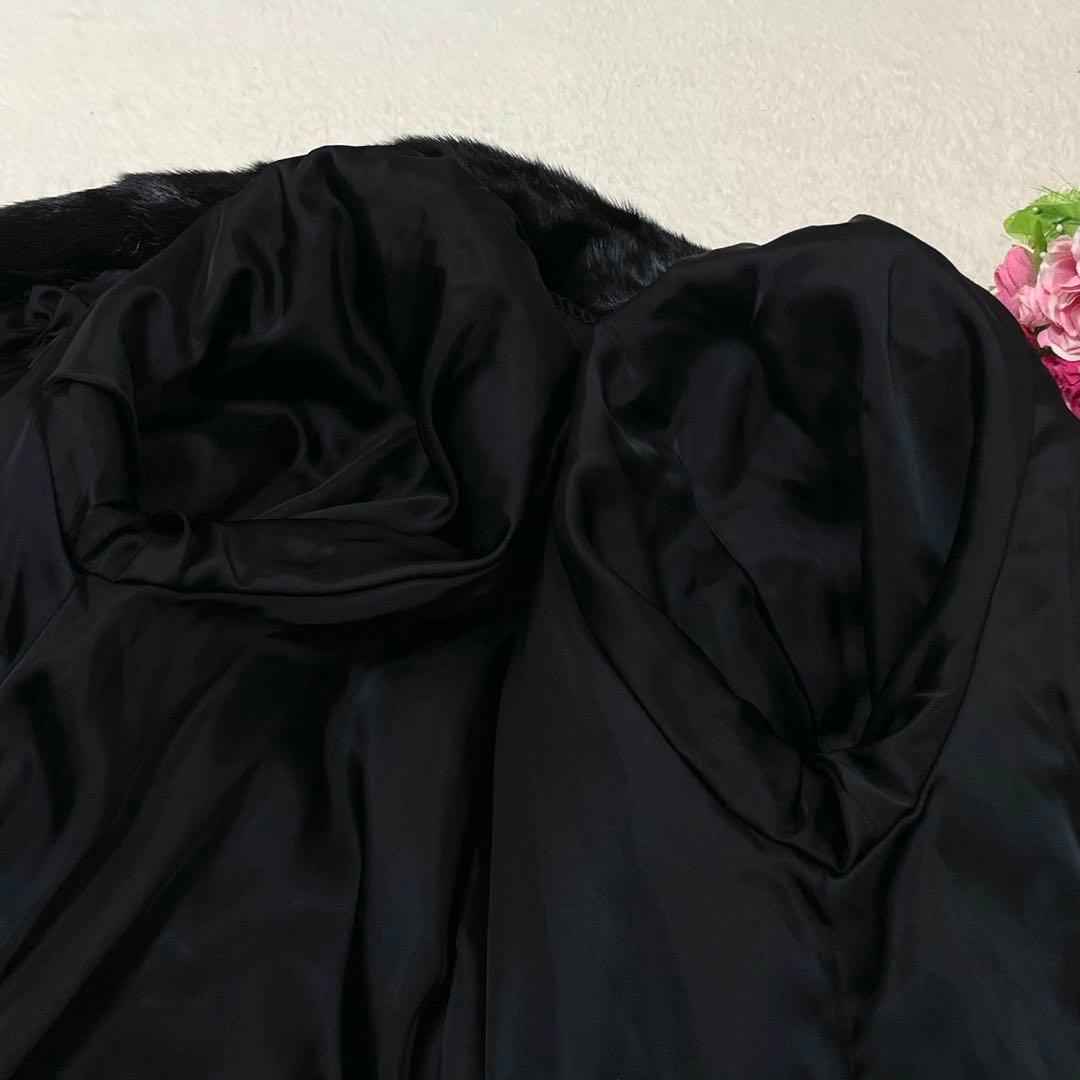 艶感◎ブラックミンク 本毛皮 ファーコート XXL相当 リアルファー