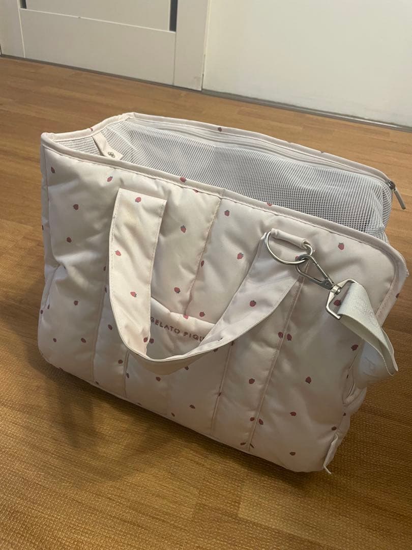 ジェラートピケ　犬用　キャリーバッグ　ピンク
