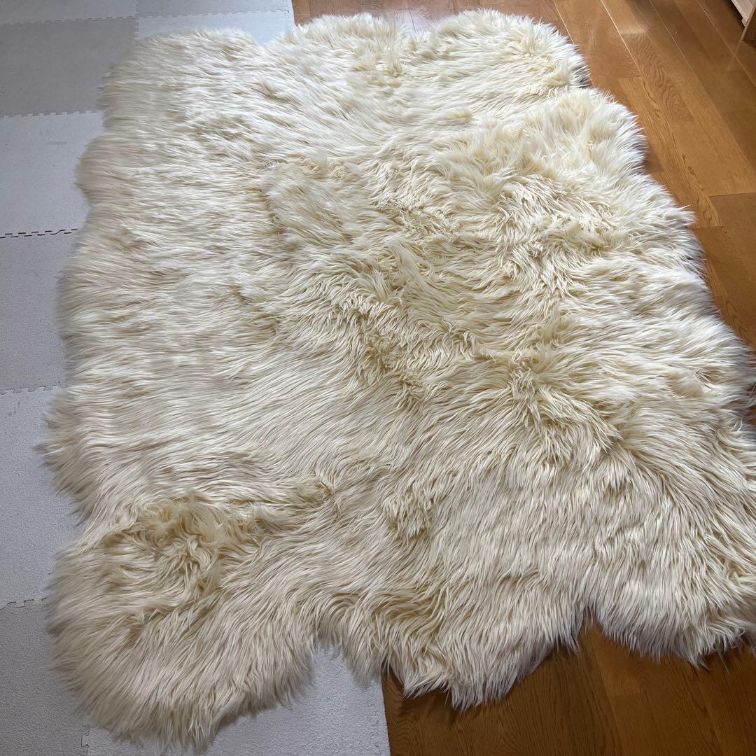 大判 ムートン ラグマット クリーム