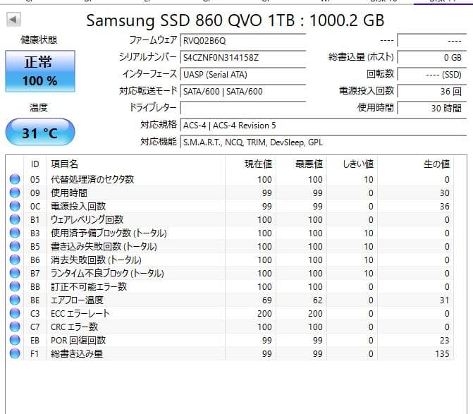 Samsung 860 QVO 1TB 内蔵型SSD
