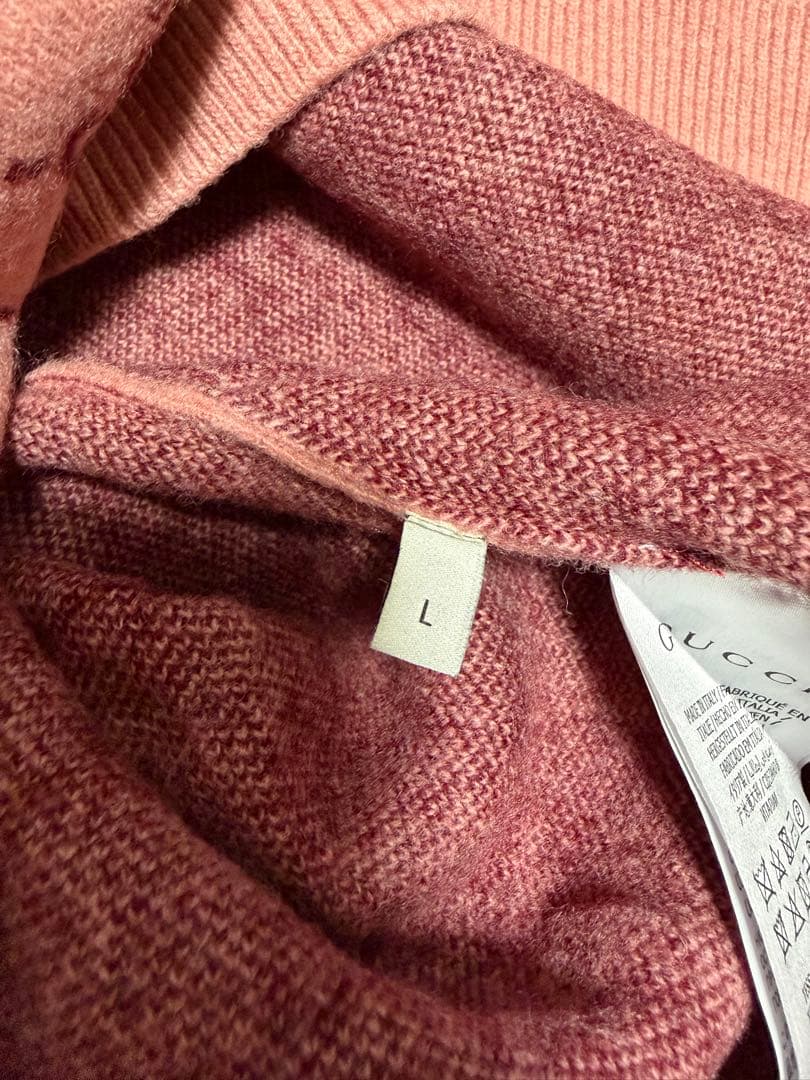 美品　GUCCI GGロゴ　ピンク Vネック ニットセーター