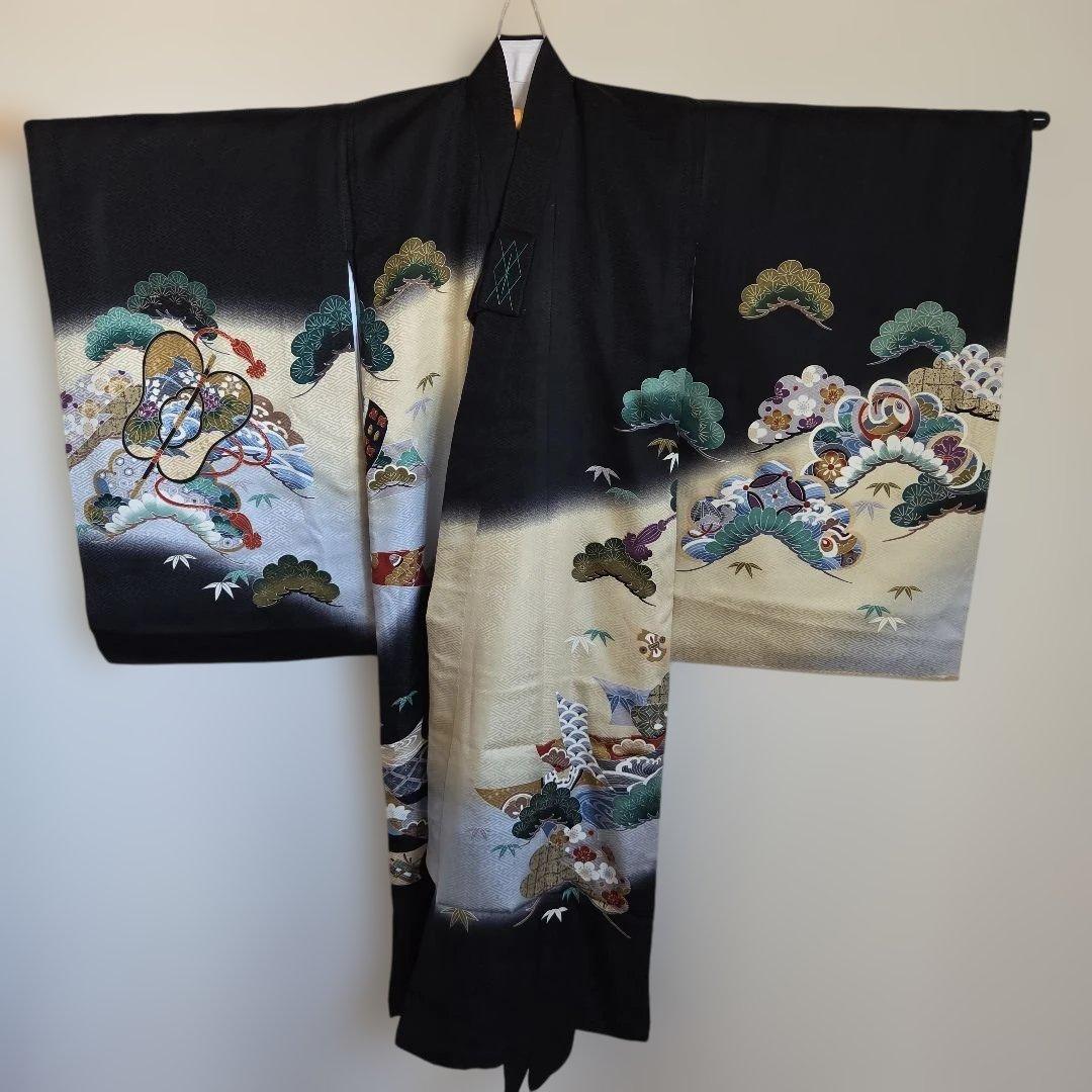 No28　正絹　男の子お祝い着物　長襦袢付き　産着