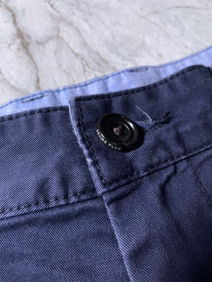 BEAMS+ 百名品 2プリーツ タック チノ トラウザーズ ネイビー M