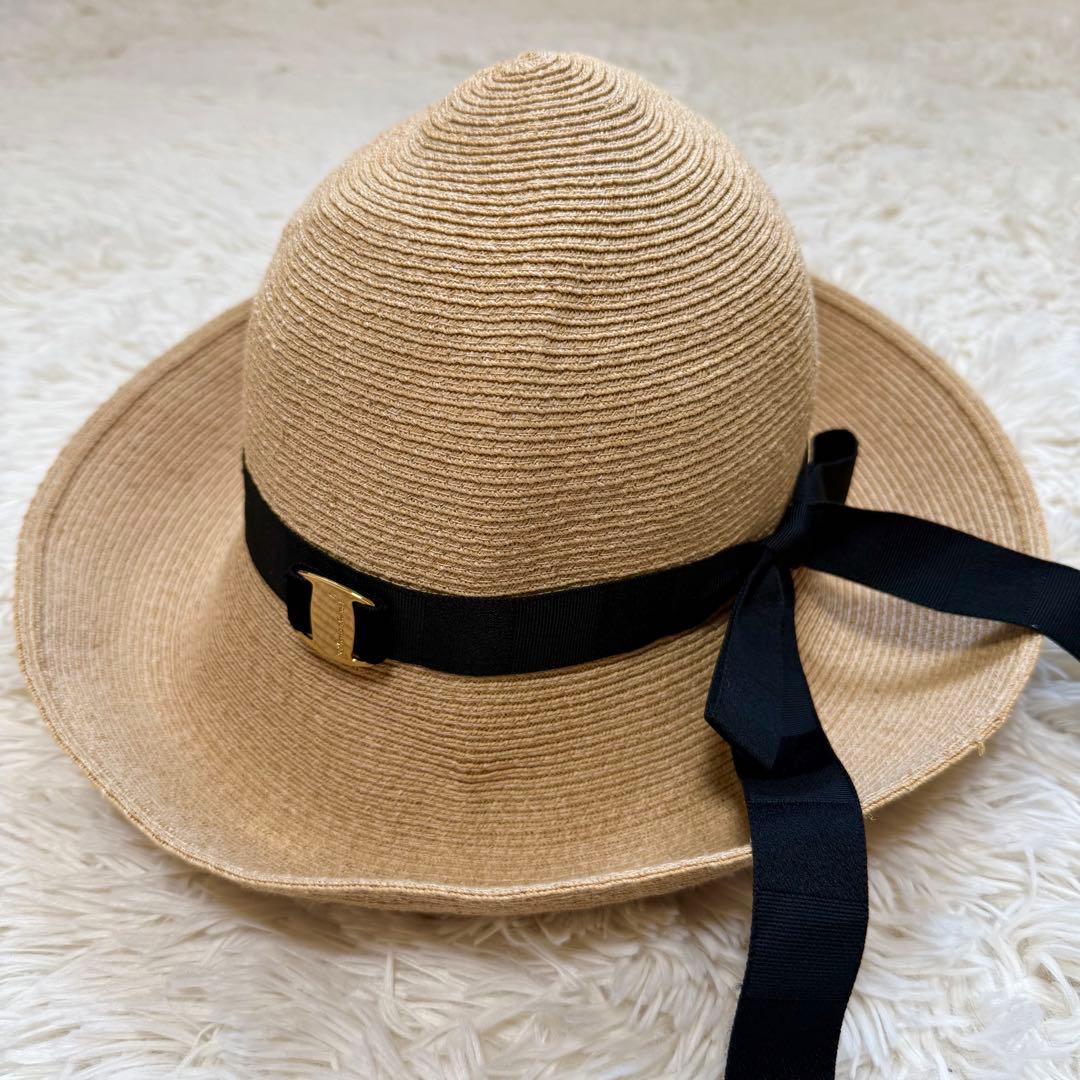 【極美品】アシーナニューヨーク ローズマリー ラフィアハット 麦わら帽子 夏上品