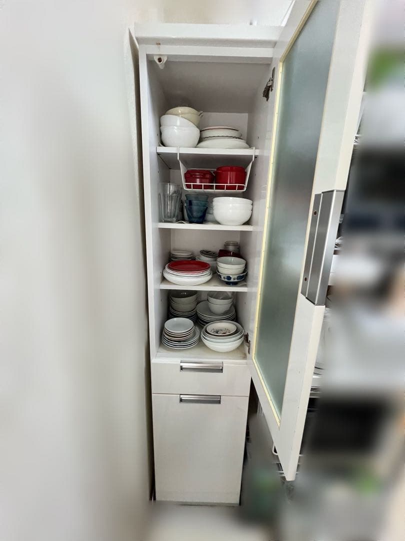★9/15まで出品✳️美品✳️大川家具　ホワイト食器棚　隙間家具　幅40cm スリム
