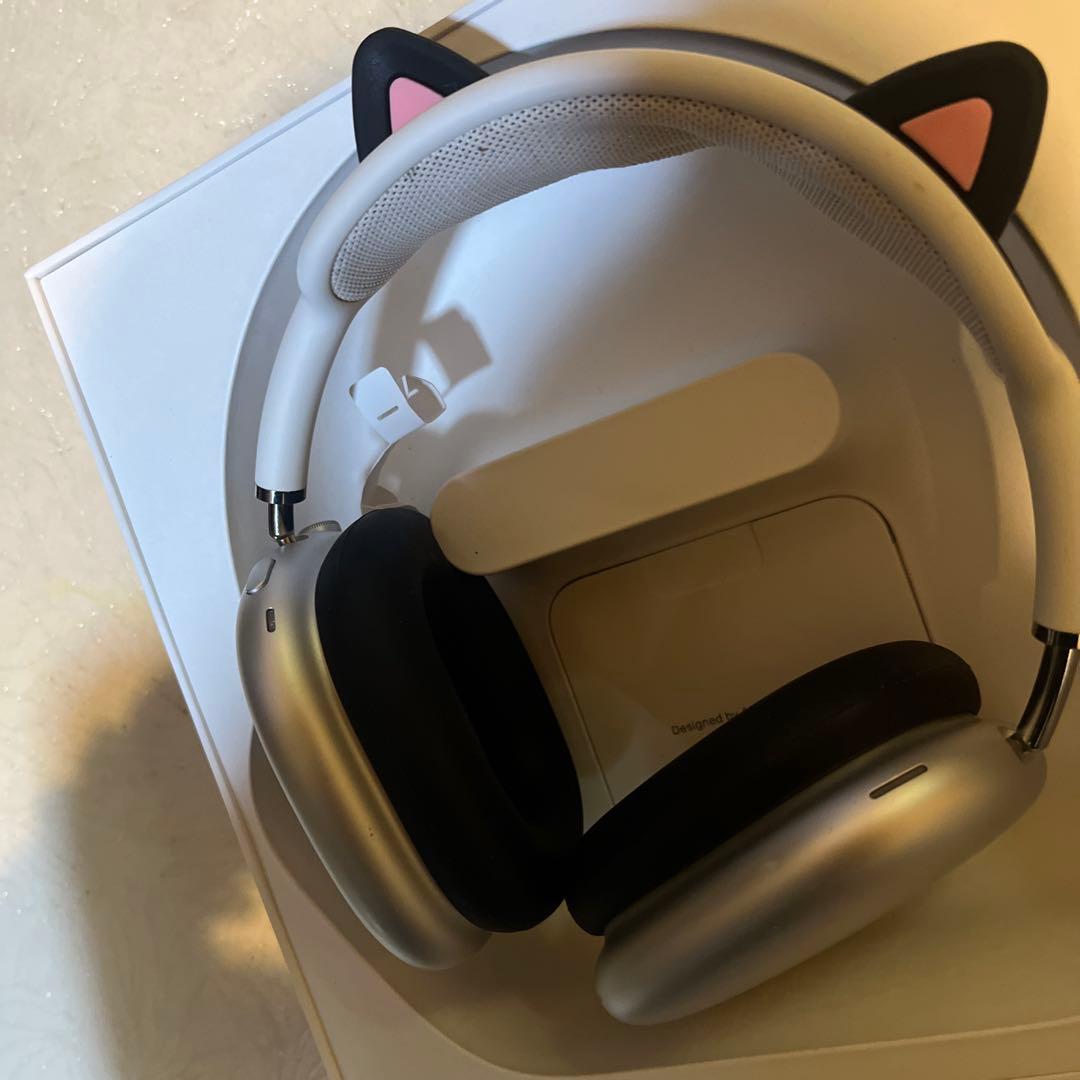 APPLE Airpods MAX 本体シルバー正規品美品本物猫耳操作確認済即発
