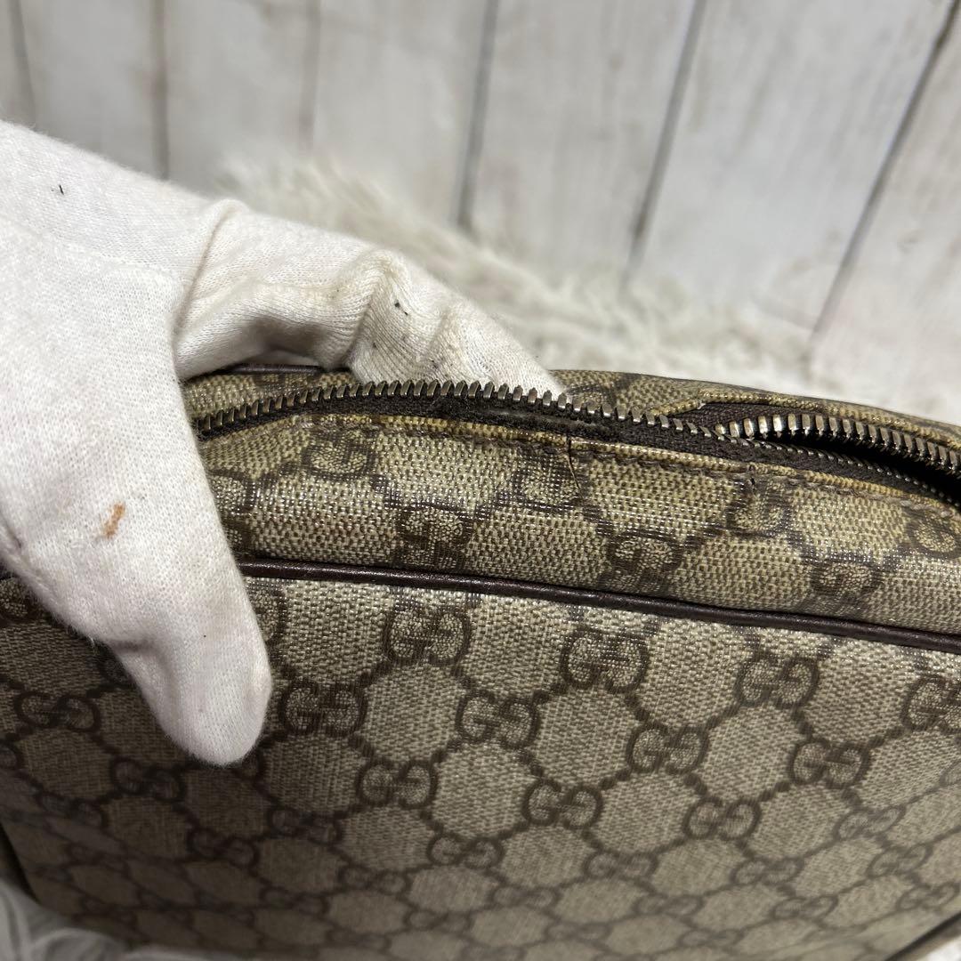 訳あり　GUCCI GGスプリーム　レザー　ショルダーバッグ　ロゴ